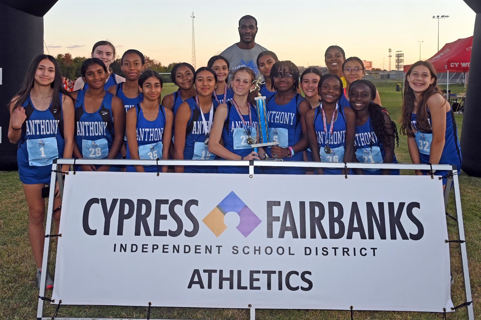 Anthony Middle School won the eighth grade girls’ cross country team championship with a score of 65 points on Oct. 18.